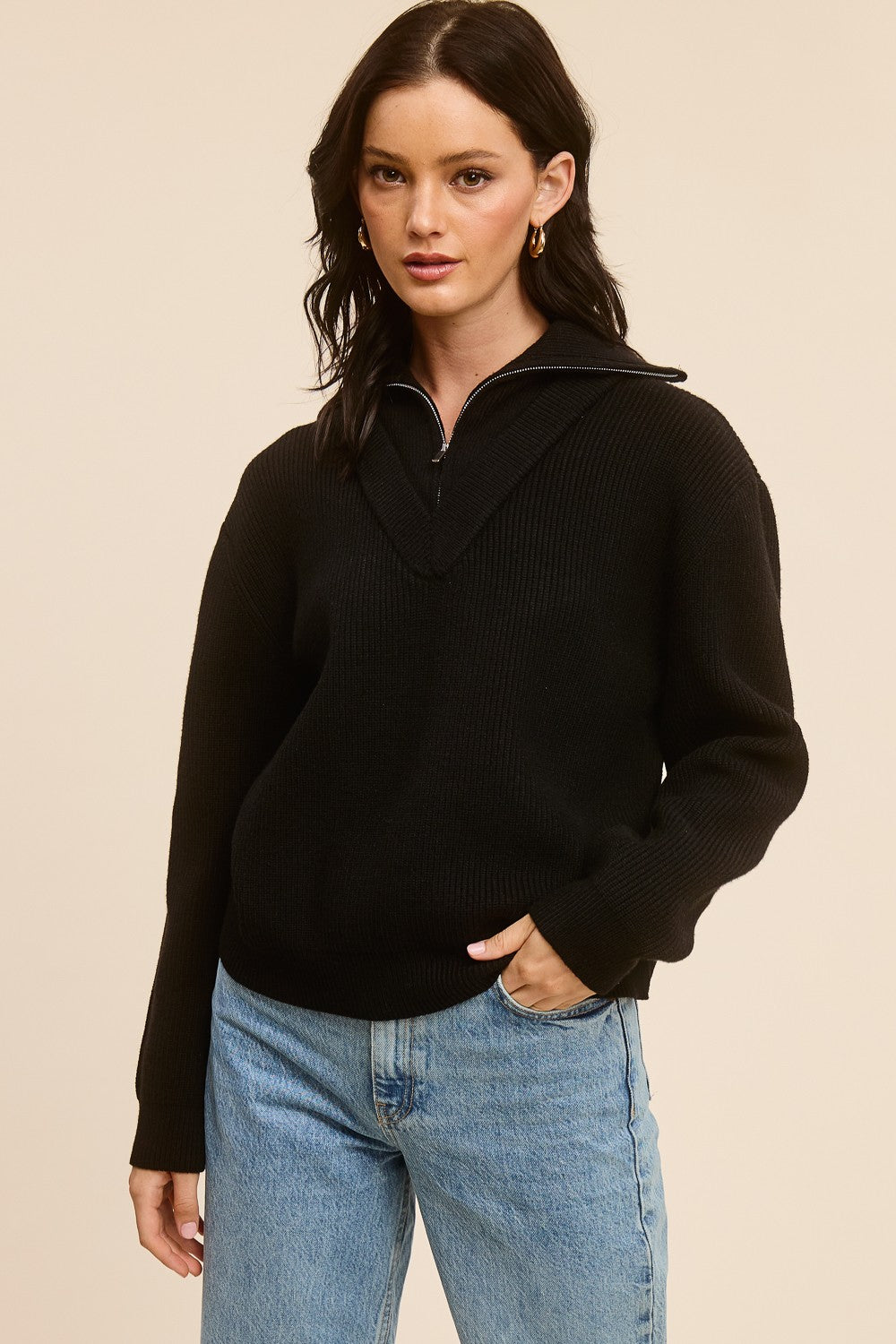 LOGAN HALF ZIP SWEATER