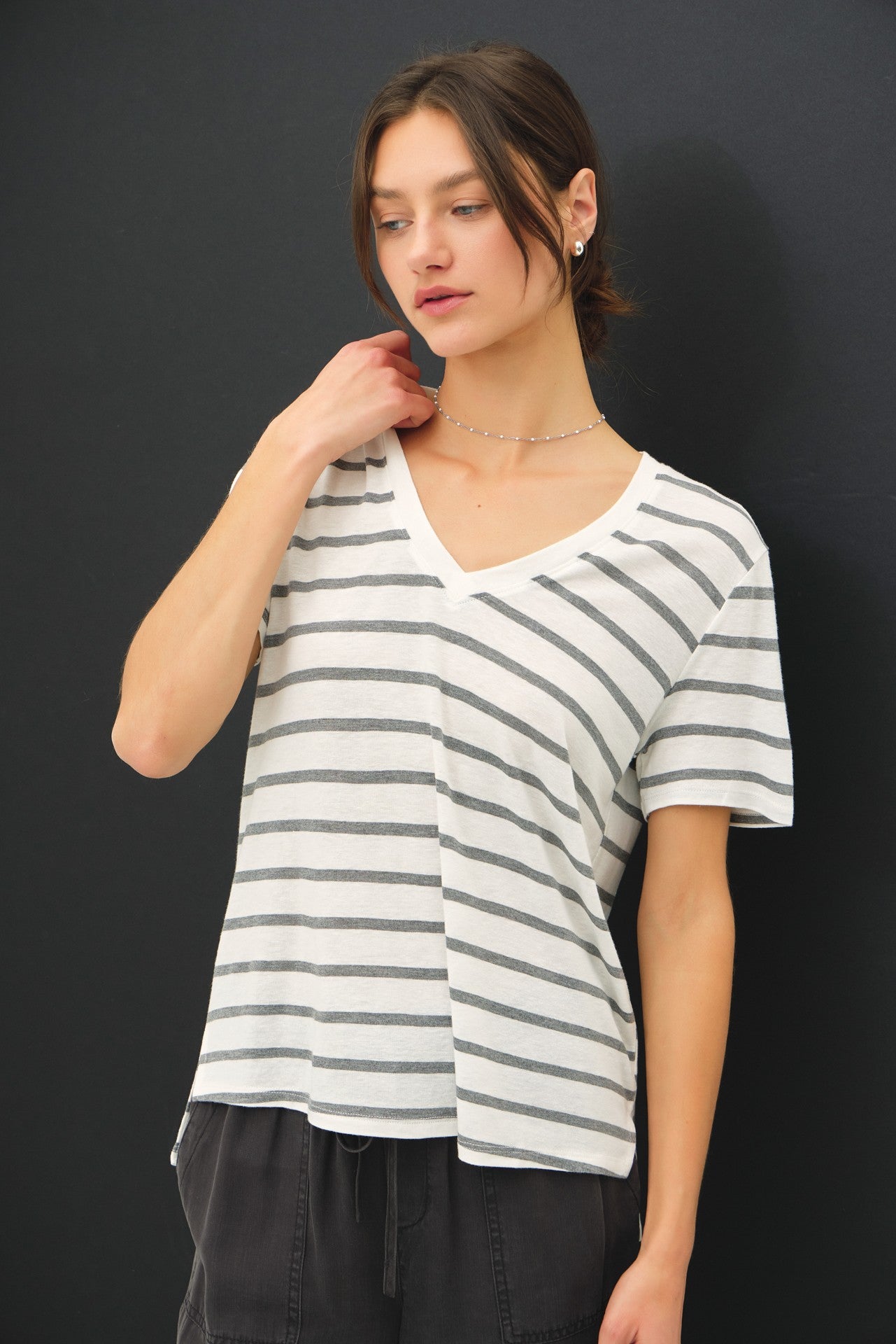 KARA STRIPED T-SHIRT