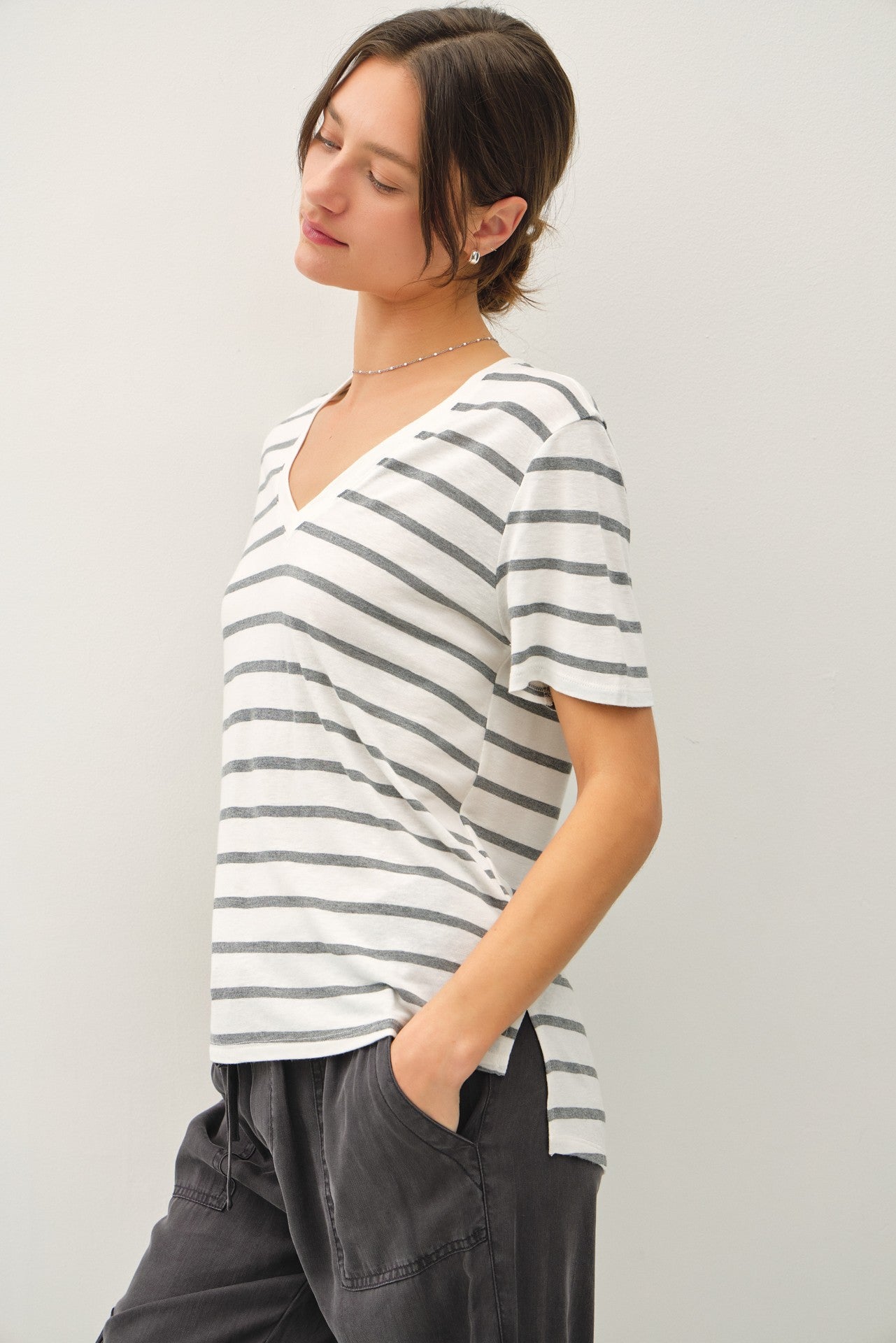 KARA STRIPED T-SHIRT