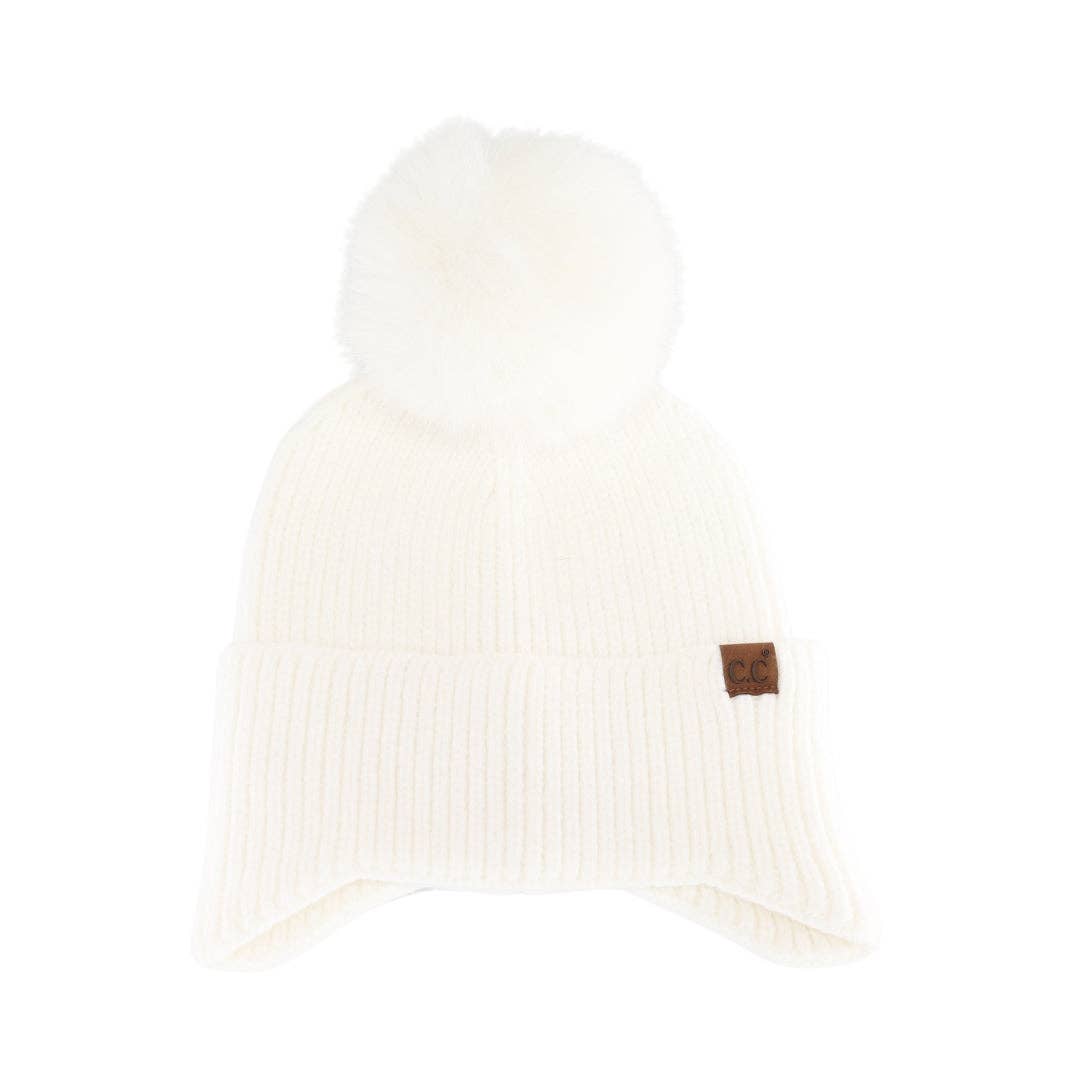 Earflap C.C Faux Fur Pom Beanie