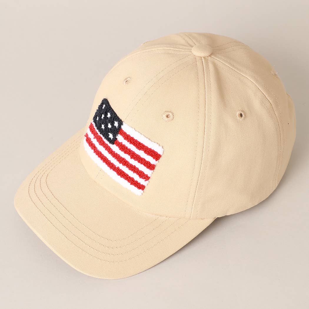 American Flag Chenille Patch Baseball Cap