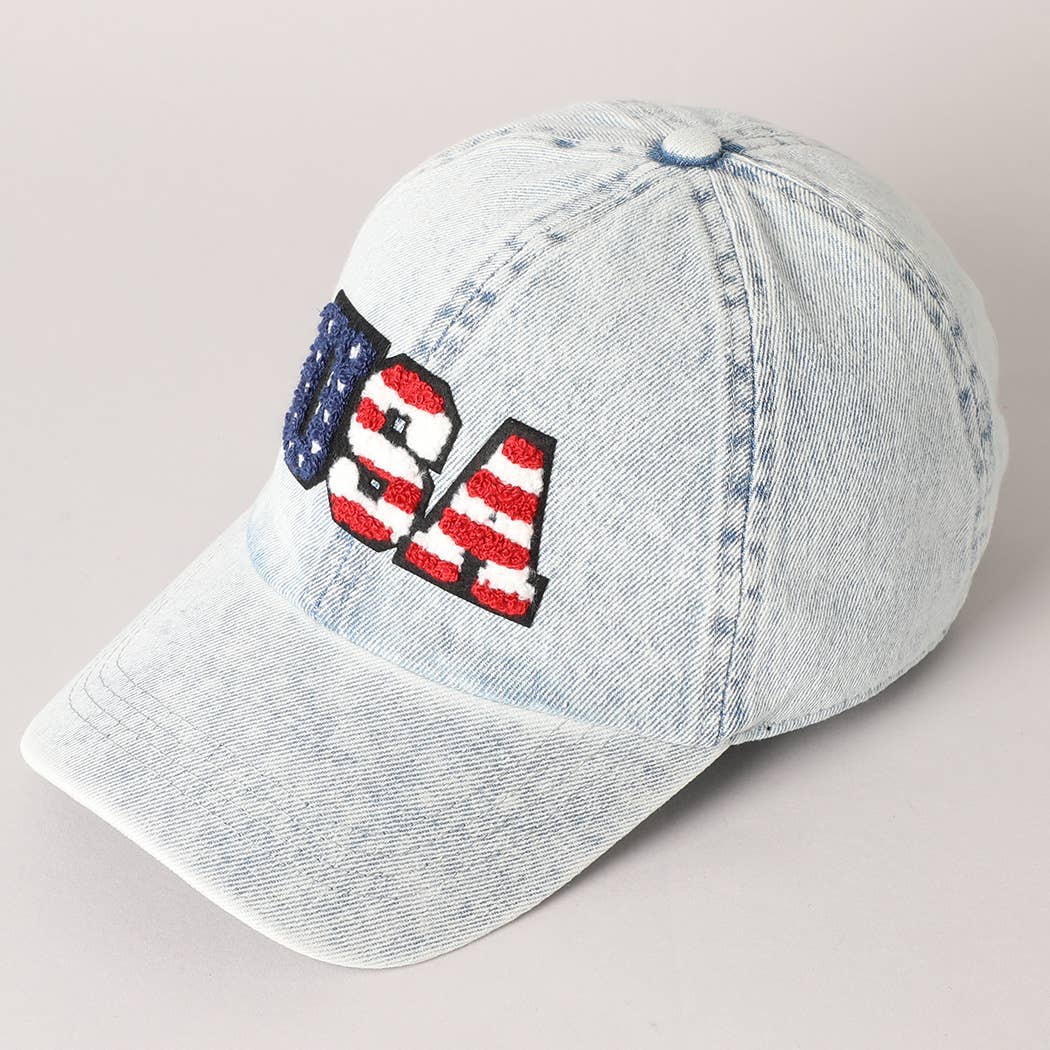 US Themed USA Letter Chenille Patch Baseball Cap