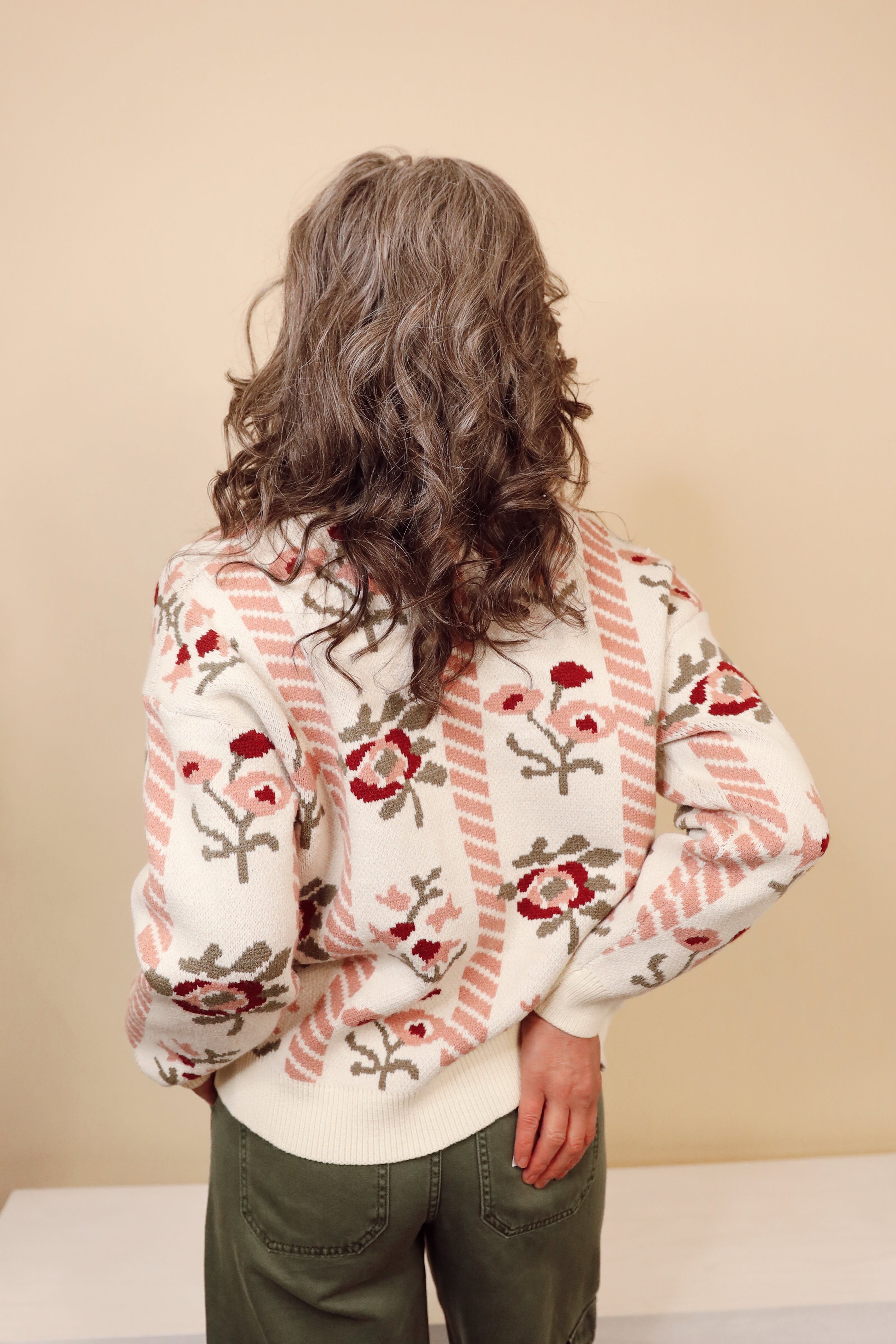 FLORAL INTARSIA CARDIGAN