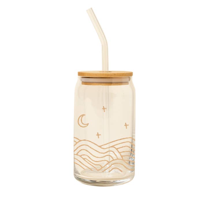 Can Glass W/Lid + Straw (Topsellers!)