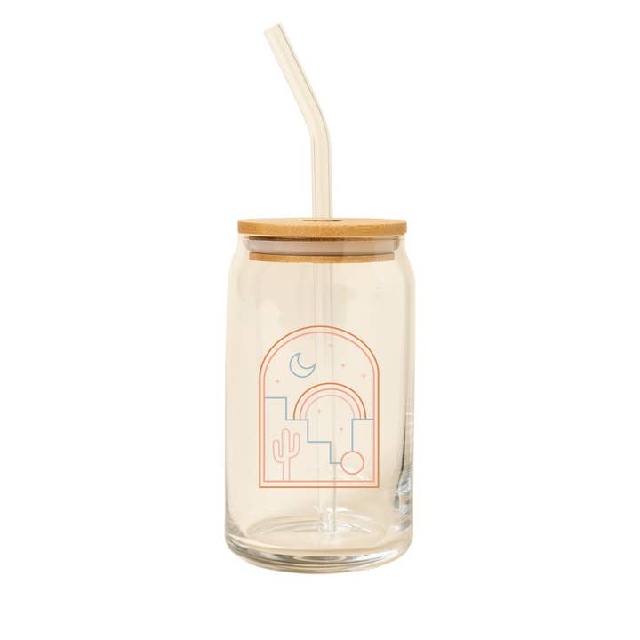 Can Glass W/Lid + Straw (Topsellers!)