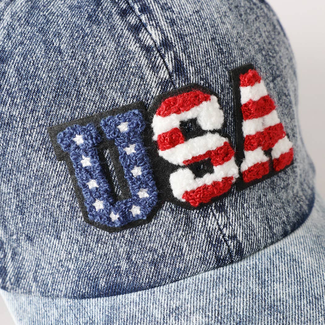 US Themed USA Letter Chenille Patch Baseball Cap