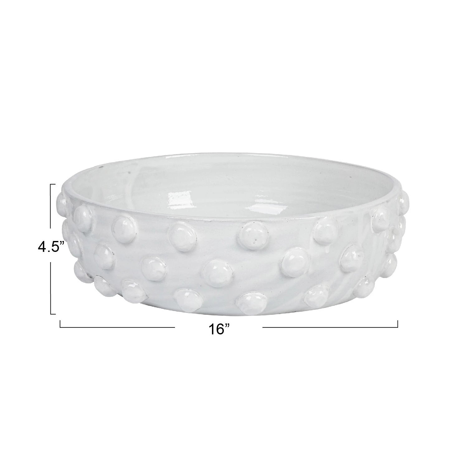 Decorative Bowl w/ Raised Dots, White