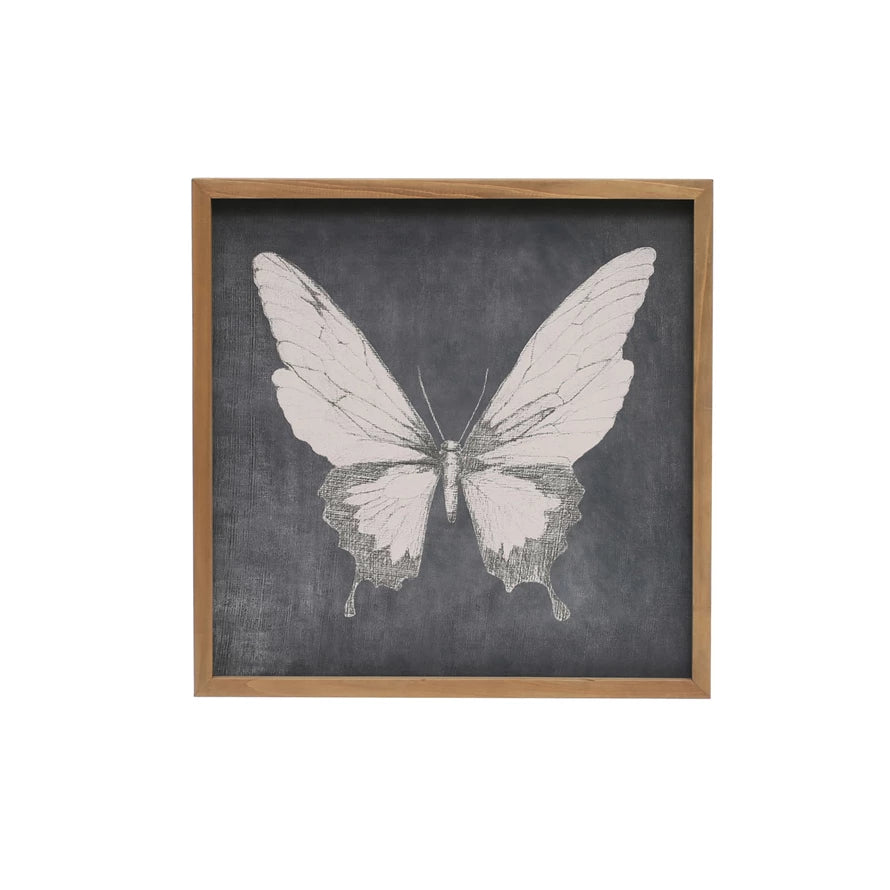 Wood Framed Wall Décor w/ Butterfly