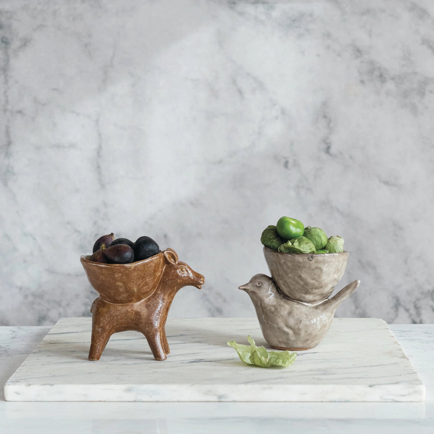 Stoneware Bird w/ Bowl