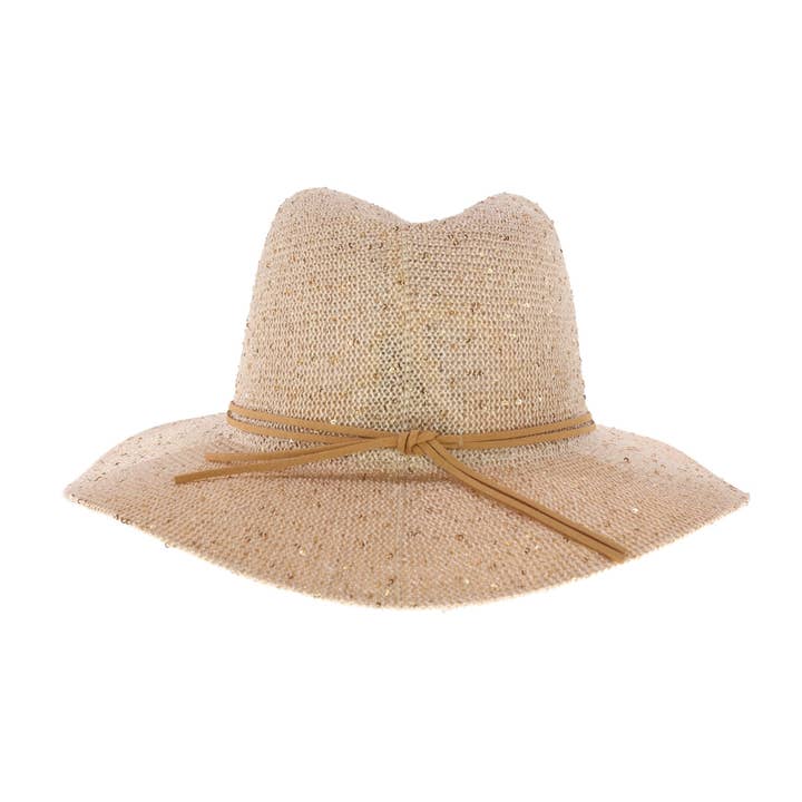 Knit Sequin Adorned C.C Panama Hat