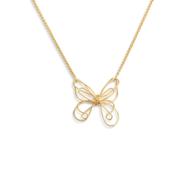 Butterfly Open Charm Gold Necklace 16in