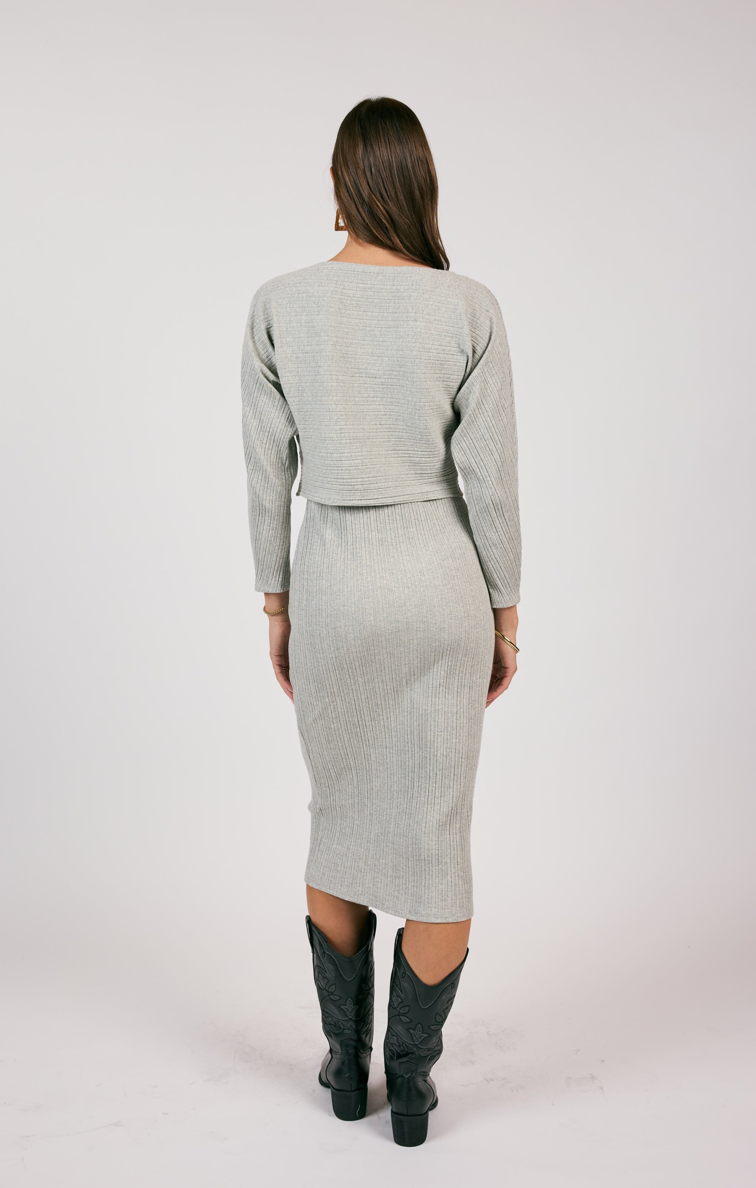 TAKE A WALK RIBBED KNIT TOP AND DRESS SET